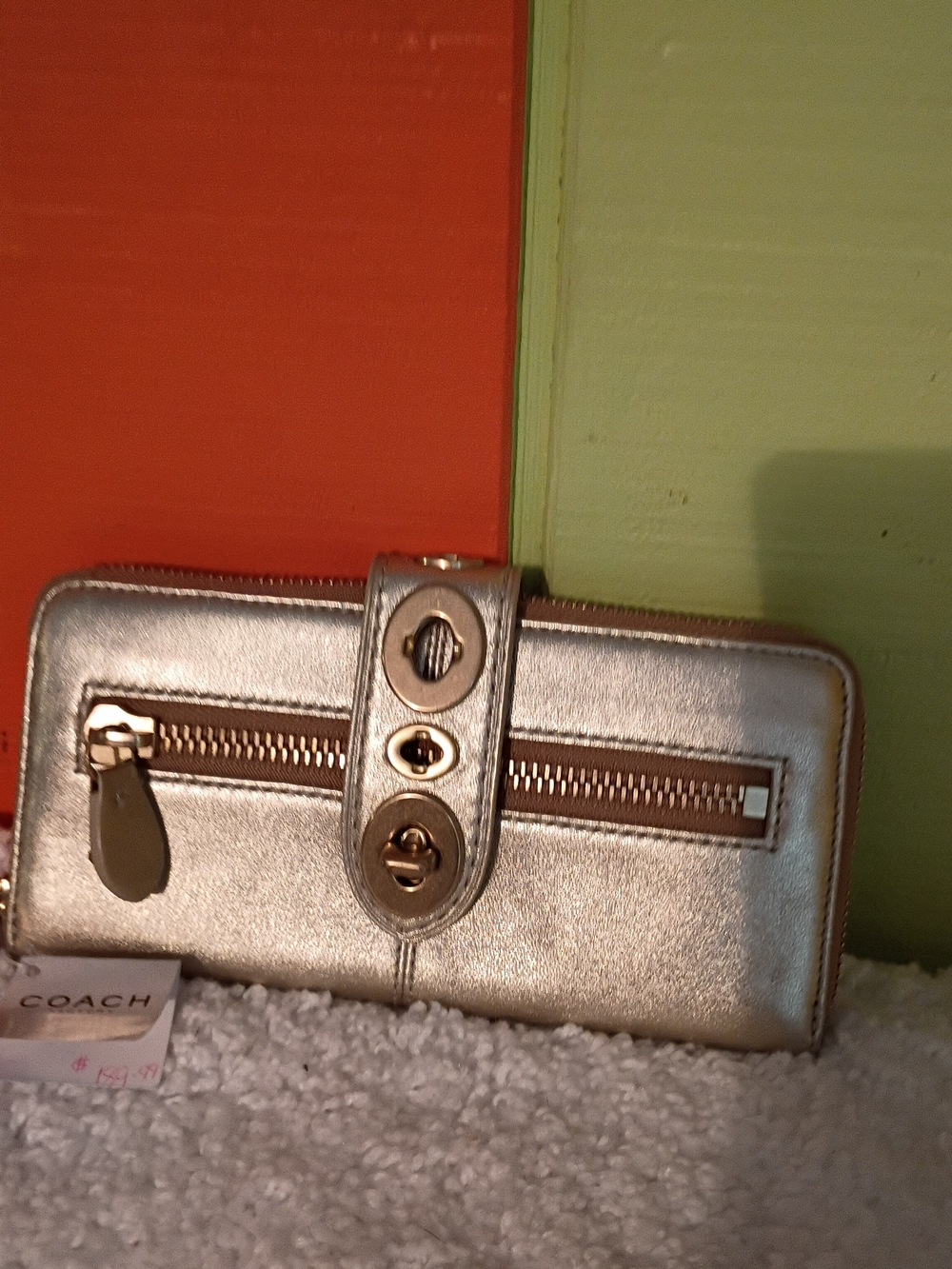 Coach Metallic Gold Zip Wallet - Women's Organizer